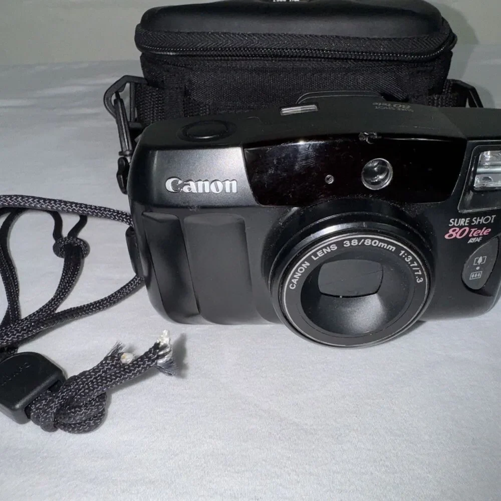 Canon Sure Shot 80 Tele Date 35mm Camera Point Shoot 38-80 mm f/3.7 Battery Case